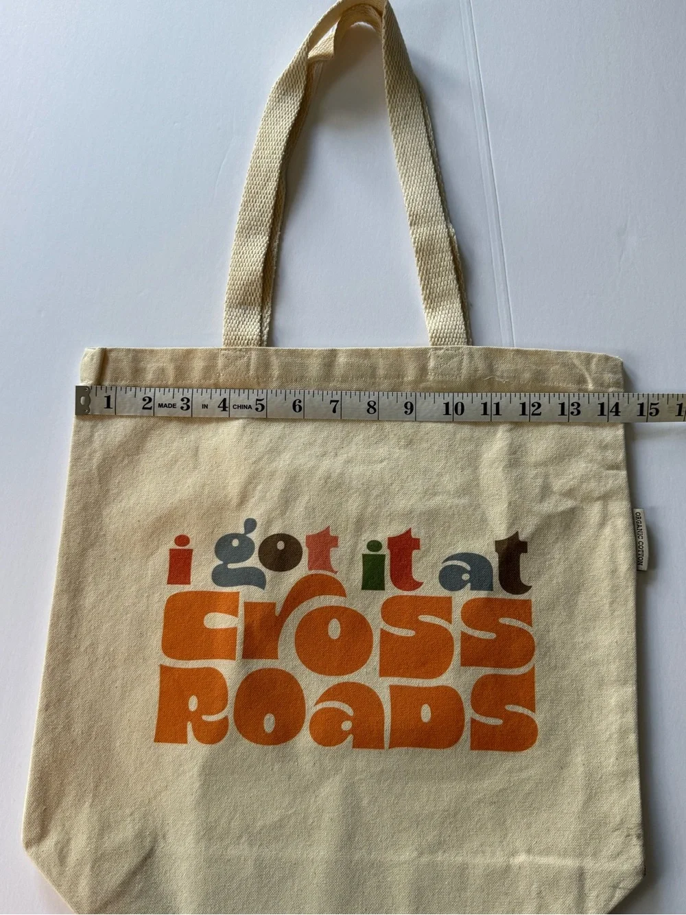 Tote Bag 100% Organic Cotton Canvas “I Got it at Crossroads” Never Used